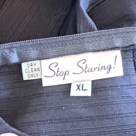 Stop Staring! Black Wiggle Dress Soft Pink Trim XL Vintage Pin-Up Midi - Picture 15 of 16